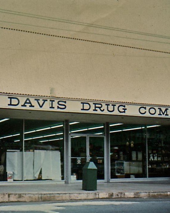 The Davis Drug Co. storefront on South Main Street